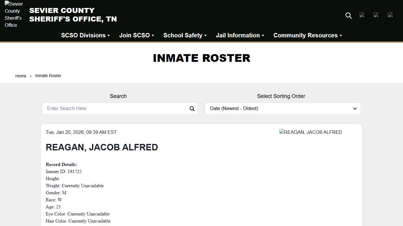 Inmate Roster | Sevier County Sheriff’s Office