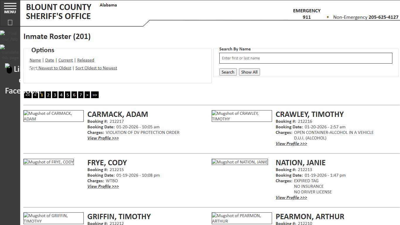 Inmate Roster - Current Inmates Booking Date Descending - Blount County Sheriff AL